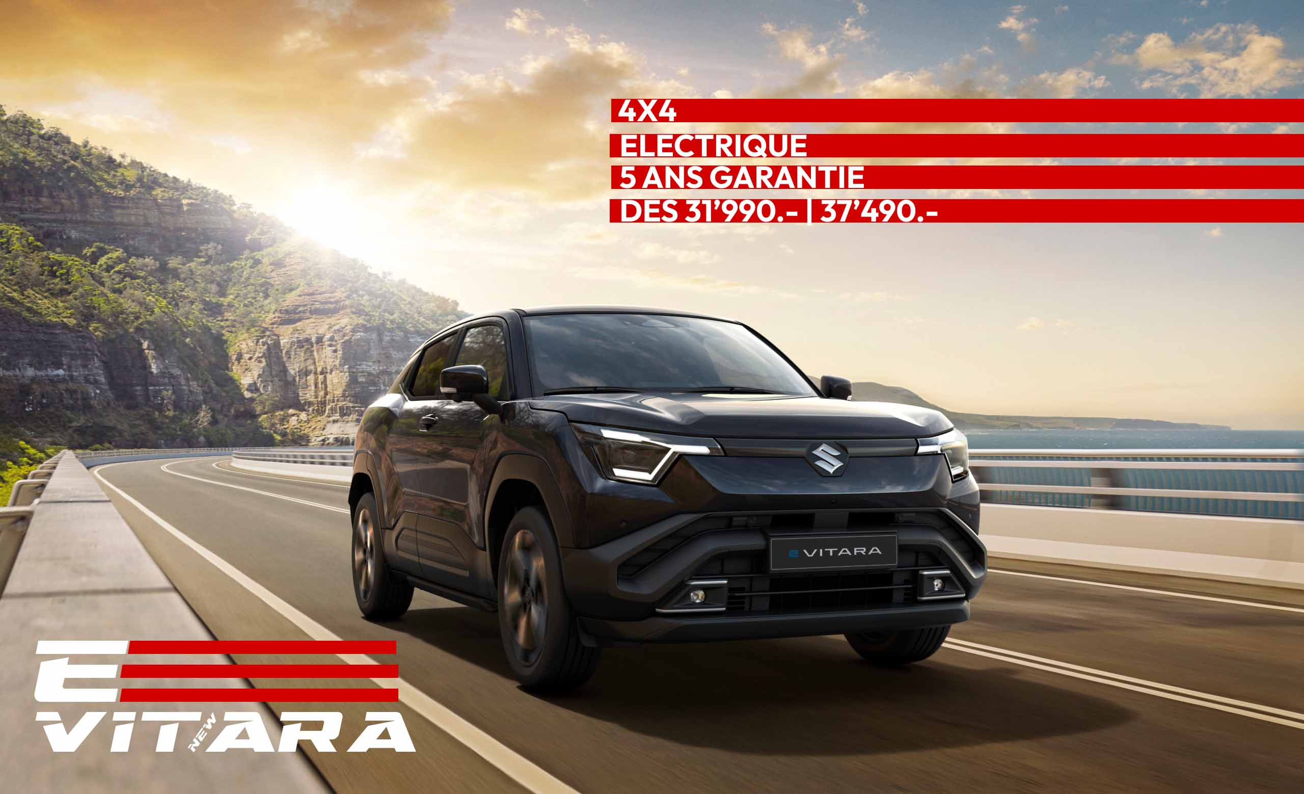 suzuki e vitara 2026 suv électrique sur la route aigle Vaud suisse modèle du garage aigle suzuki