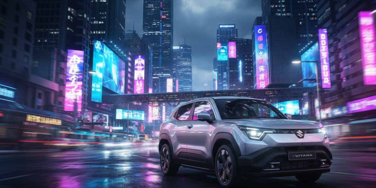 suzuki e-vitara 2026 dans ville futuriste suisse tendances automobiles futures